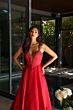 Ava Presley 29536 Beaded V-Neck Scoop Back Streamer Dress