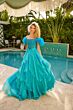 Ava Presley 39553 Feather Sleeve Ruffle Skirt Dress