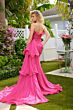 Ava Presley 40532 Ruffle Overskirt Pleated Bodice High Slit Dress