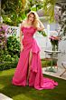 Ava Presley 40532 Ruffle Overskirt Pleated Bodice High Slit Dress