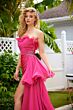 Ava Presley 40532 Ruffle Overskirt Pleated Bodice High Slit Dress