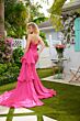 Ava Presley 40532 Ruffle Overskirt Pleated Bodice High Slit Dress