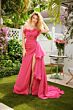 Ava Presley 40532 Ruffle Overskirt Pleated Bodice High Slit Dress