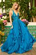 Ava Presley 42238 Plunging Halter Neck Ruffle Skirt Dress