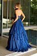 Ava Presley 42238 Plunging Halter Neck Ruffle Skirt Dress