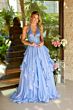 Ava Presley 42238 Plunging Halter Neck Ruffle Skirt Dress