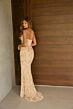 Ava Presley 47159 Scallop Neck Beaded High Slit Dress