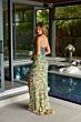 Ava Presley 47159 Scallop Neck Beaded High Slit Dress