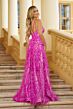 Ava Presley 28259 Feather Skirt Strappy Back Dress