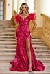 Ava Presley 38892 Cutaway Slit Feather Strap Dress