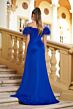 Ava Presley 39268 Feather Sleeve Straight Neck Dress
