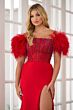 Ava Presley 39279 Feather Sleeve Beaded Bodice Dress