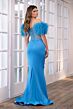 Ava Presley 39279 Feather Sleeve Beaded Bodice Dress