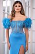 Ava Presley 39279 Feather Sleeve Beaded Bodice Dress