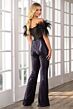 Ava Presley 39577 Feather Sleeve Illusion Bodice Jumpsuit
