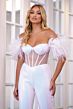 Ava Presley 39577 Feather Sleeve Illusion Bodice Jumpsuit