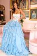 Ava Presley 29133 Strapless Scoop Neck Ruffle Skirt Dress