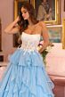 Ava Presley 29133 Strapless Scoop Neck Ruffle Skirt Dress