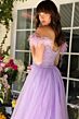 Ava Presley 29233 Feather Strap Tulle Overskirt Dress