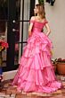 Ava Presley 29544 Cold-Shoulder Organza Ruffle Dress