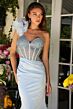 Ava Presley 39558 Ruffle Shoulder Sheer Embellished Bodice Dress
