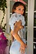 Ava Presley 39558 Ruffle Shoulder Sheer Embellished Bodice Dress