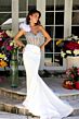 Ava Presley 39558 Ruffle Shoulder Sheer Embellished Bodice Dress