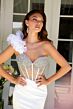 Ava Presley 39558 Ruffle Shoulder Sheer Embellished Bodice Dress