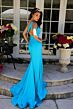 Ava Presley 40014 Beaded Slit Asymmetric Neck Cutout Dress