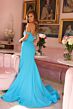 Ava Presley 40022 Pleated Bodice Beaded Off-The-Shoulder Dress
