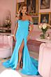 Ava Presley 40022 Pleated Bodice Beaded Off-The-Shoulder Dress
