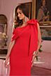 Ava Presley 40023 Shoulder Bow Asymmetric Neck Dress
