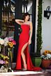 Ava Presley 40025 Side Slit Strapless Ruffle Neck Dress