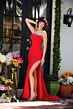 Ava Presley 40025 Side Slit Strapless Ruffle Neck Dress