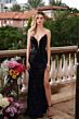 Ava Presley 40029 Plunging Neck Side Slit Beaded Dress