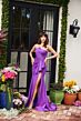 Ava Presley 40032 Drape Bodice Asymmetric Neck Strapless Dress