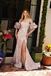 Ava Presley 40033 Removable Sleeve Strapless Brocade Dress