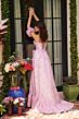 Ava Presley 40035 Ruffle Slit Rosette Sleeve Brocade Dress