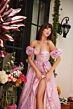 Ava Presley 40035 Ruffle Slit Rosette Sleeve Brocade Dress