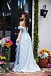 Ava Presley 40035 Ruffle Slit Rosette Sleeve Brocade Dress