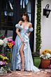 Ava Presley 40035 Ruffle Slit Rosette Sleeve Brocade Dress