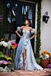 Ava Presley 40035 Ruffle Slit Rosette Sleeve Brocade Dress