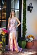 Ava Presley 40057 Beaded Corset Bodice Ruched Slit Dress