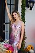 Ava Presley 40057 Beaded Corset Bodice Ruched Slit Dress