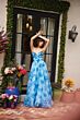 Ava Presley 40060 Beaded Plunging Neck Floral A-Line Dress