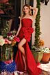 Ava Presley 40072 Strapless Ruched Bodice Front Bow Dress