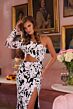 Ava Presley 40074 One-Shoulder Long Sleeve Sequin Dress