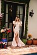 Ava Presley 40100 V-Neck Brocade Puff Sleeve Dress