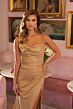 Ava Presley 40101 Cowl Neck Cutout Back Metallic Dress