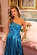 Ava Presley 40105 Beaded Bodice Pleated Metallic Skirt Dress